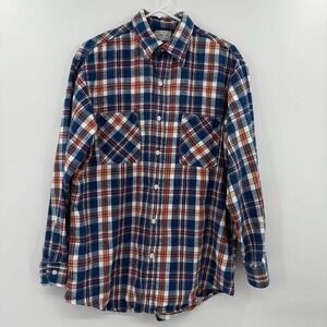 VTG  Big Mac JC Penney Plaid Shirt 70s Flannel Size L tall blue red yellow
